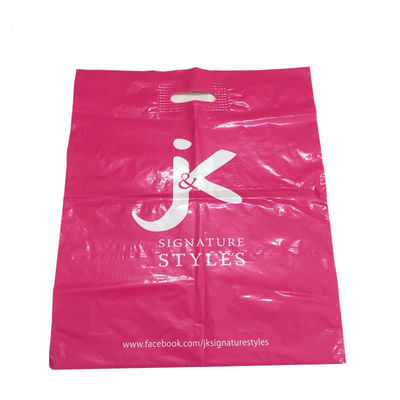 full colors printed patch reinforced die cut handle plastic merchandise gift carry out bags